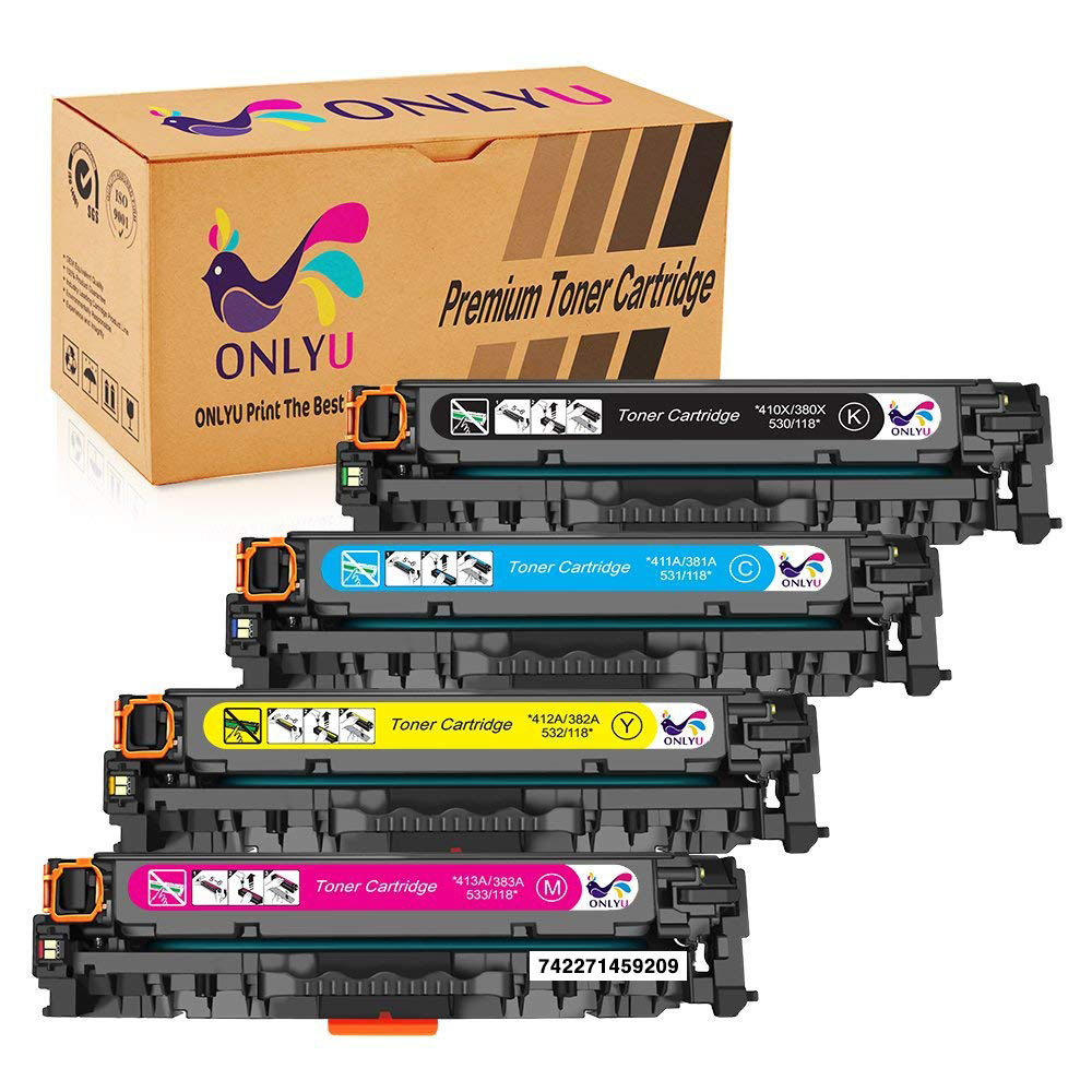 ONLYU 4-Pack Compatible HP 305A/305X CE410X CE411A CE412A CE413A Toner Cartridge for HP Colour LaserJet Pro 300 M351A MFP M375NW Pro 400 M451DN M451DW M451NW M475DN M475DW(1B/1C/1M/1Y) 