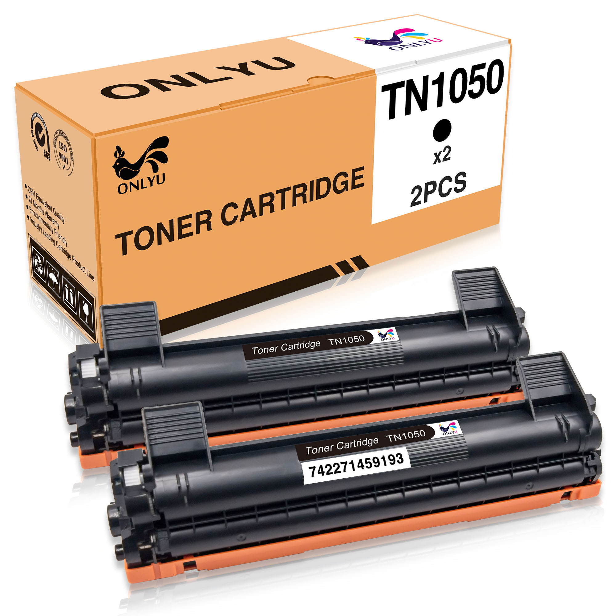 ONLYU Compatible for Brother TN1050 TN1050 xxl High Yield For Brother HL-1110 HL-1112 HL-1210W DCP-1510 DCP-1512 DCP-1512A DCP1610 DCP-1610W DCP-1612 MFC-1810 MFC-1815 MFC-1910 MFC-1910W(2Black)