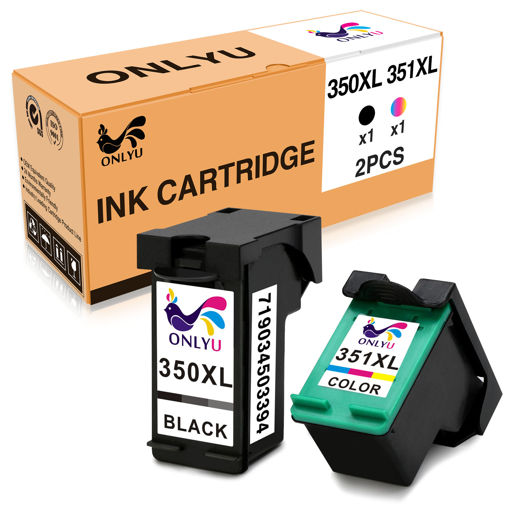 ONLYU Compatible for HP 350XL 351XL ink cartridge for HP Deskjet D4200 D4260 D4300 D4360 Officejet J5700 J5730  J6450 J6480 Photosmart C4200 C4C4210 C4240 C4250 C4270 C4580