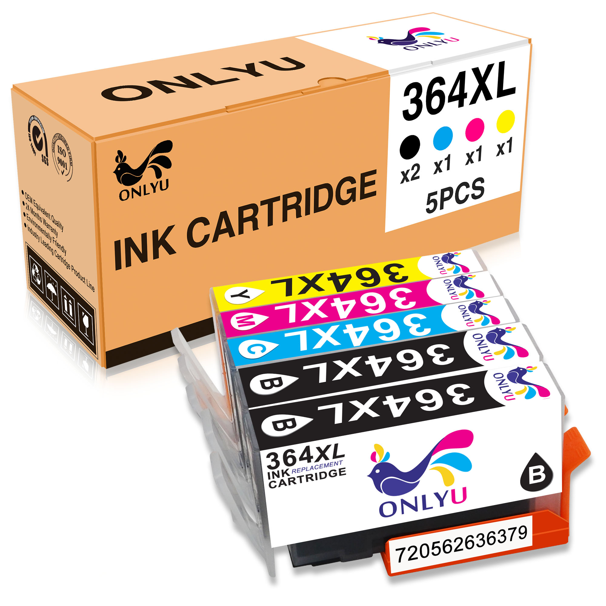 ONLYU 364XL 364XL compatible for HP Photosmart 5510 5511 5512 5514 5515 6510 6515 6515 7510 7515 C5370 C5373 C5380 C5388 C5390 C5393 C6380 C6388 Deskjet 3070A 3520 Officejet 4620 4622(2B/1C/1M/1Y)