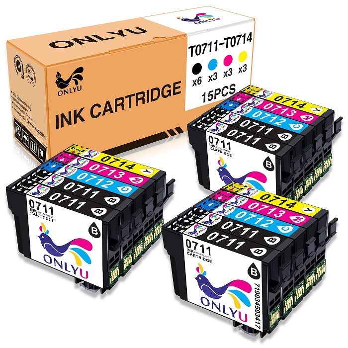 ONLYU T0711-T0714 Compatible for Epson T0711 T0712 T0713 T0714 Ink Cartridge for Epson Stylus BX600FW SX218 SX515W SX400 SX200 SX610FW SX410 SX510W D92 D120 DX4000 DX4050 DX4400 DX4450(6black,3yellow,3cyan,3Magenta)