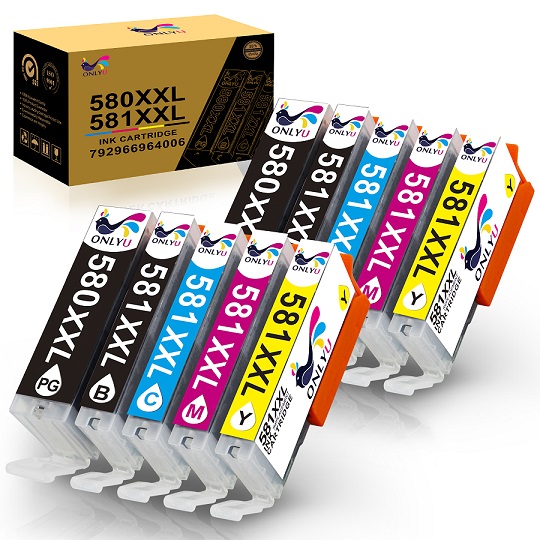 ONLYU PGI-580XXL CLI-581XXL Compatible Ink Replacement for Canon PGI-580 CLI-581 Ink Cartridges for Canon PIXMA TS6150 TS6151 TS6250 TS6251 TS6350 TS6351 TR7550 TS8351 TR8550 TS9550 TS9551(10 Pack)